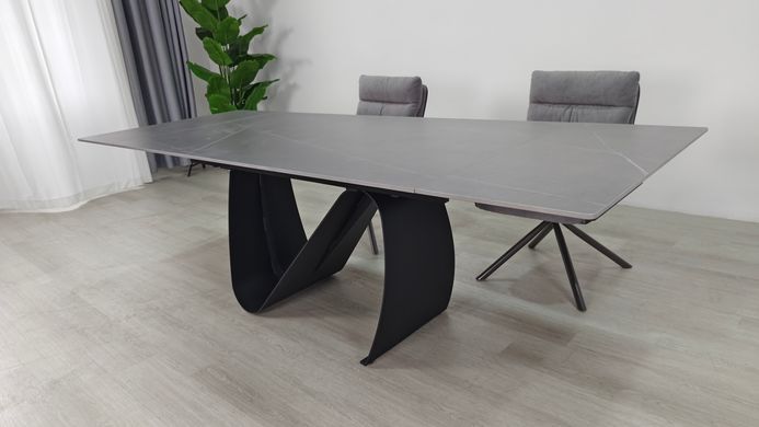 Стіл розкладний JULIAN CERAMIC Intarsio 160(240)*90 сірий мат/чорний фотографія