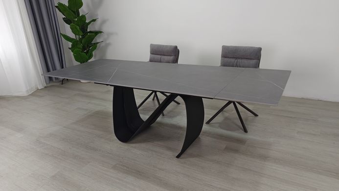 Стіл розкладний JULIAN CERAMIC Intarsio 160(240)*90 сірий мат/чорний фотографія