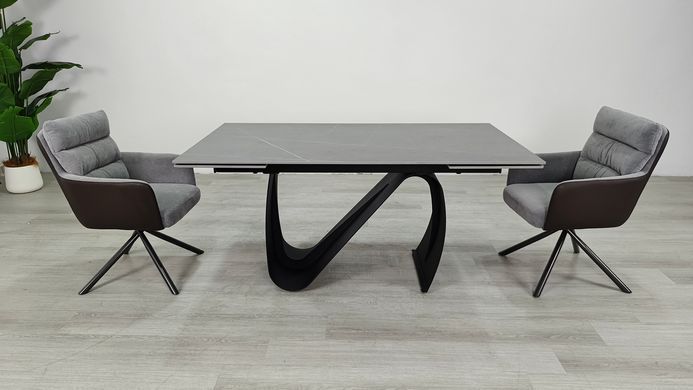 Стіл розкладний JULIAN CERAMIC Intarsio 160(240)*90 сірий мат/чорний фотографія