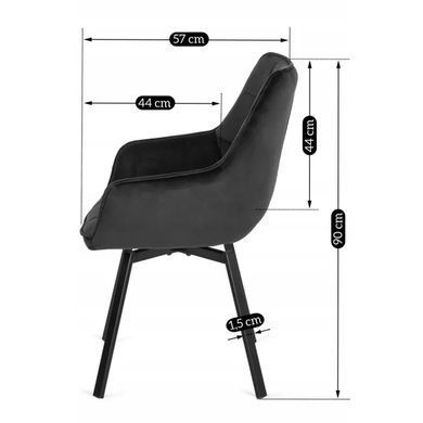 Стул поворотный бархатный MEBEL ELITE LUNA Velvet Черный фотография
