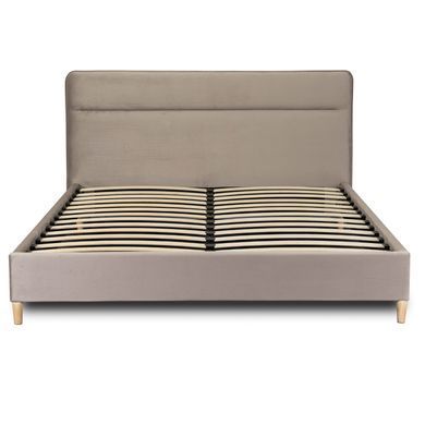Кровать двуспальная бархатная MEBEL ELITE NICEA Velvet 160x200 см Беж фотография