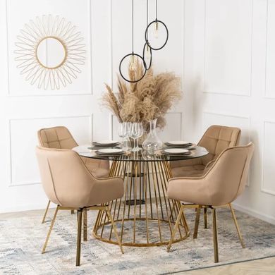 Стілець оксамитовий поворотний MEBEL ELITE MIA Velvet Бежевий фотографія