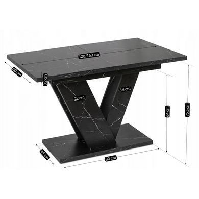 Стіл розкладний MEBEL ELITE CLARK 120(160)х80 см Чорний Мармур фотографія