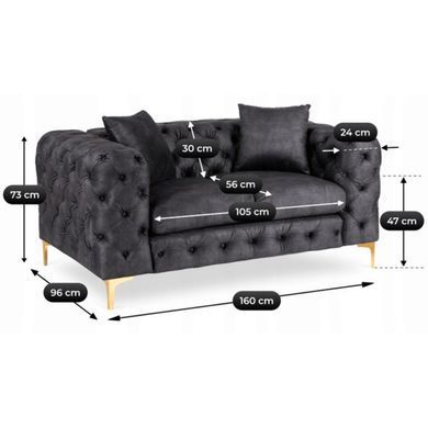 Диван MEBEL ELITE SORRENTO 2S Черный фотография