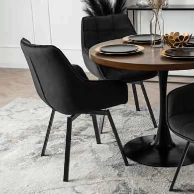 Стул поворотный бархатный MEBEL ELITE LUNA Velvet Черный фотография
