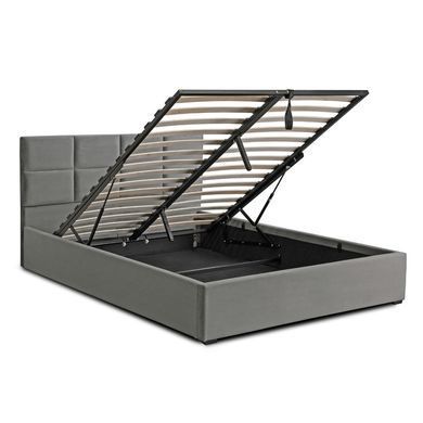 Кровать бархатная MEBEL ELITE MANDA Velvet 140x200 см Серый фотография
