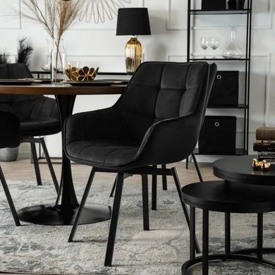 Стул поворотный бархатный MEBEL ELITE LUNA Velvet Черный фотография