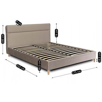 Кровать двуспальная бархатная MEBEL ELITE NICEA Velvet 160x200 см Беж фотография