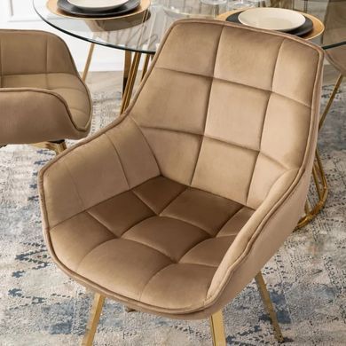 Стілець оксамитовий поворотний MEBEL ELITE MIA Velvet Бежевий фотографія
