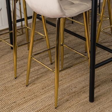 Барний стілець оксамитовий MEBEL ELITE ARIEL Ecru Velvet Бежевий / Золотий фотографія