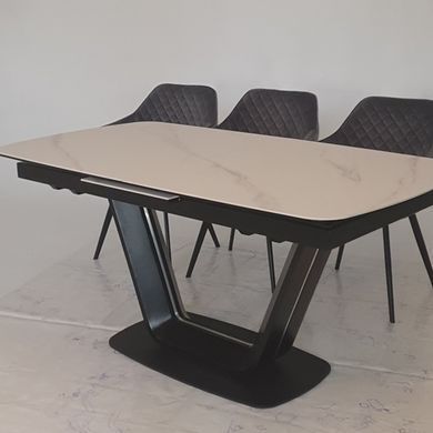 Стіл розкладний TML-870 Vetro 160(200)x90 Білий Мармур фотографія