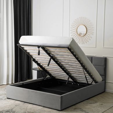 Кровать бархатная MEBEL ELITE MANDA Velvet 140x200 см Серый фотография