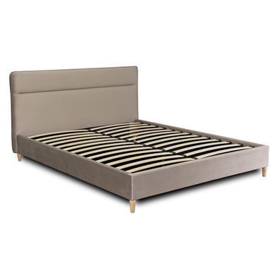 Кровать двуспальная бархатная MEBEL ELITE NICEA Velvet 160x200 см Беж фотография