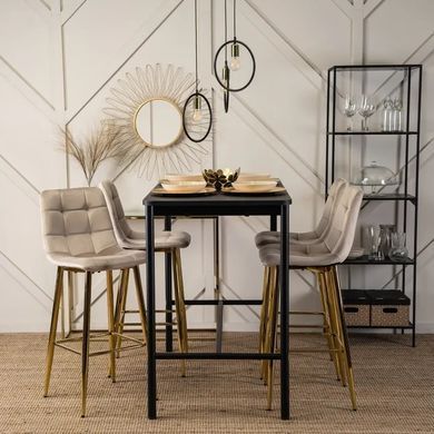 Барний стілець оксамитовий MEBEL ELITE ARIEL Ecru Velvet Бежевий / Золотий фотографія
