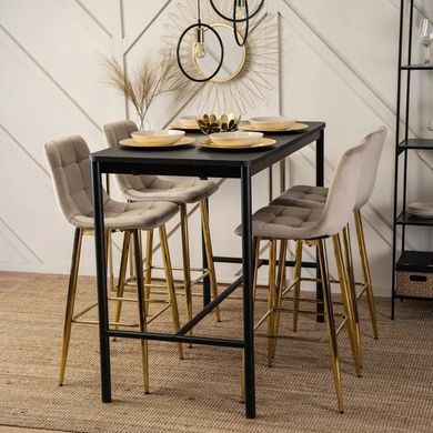 Барний стілець оксамитовий MEBEL ELITE ARIEL Ecru Velvet Бежевий / Золотий фотографія