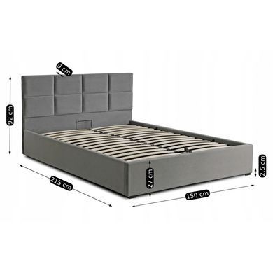 Кровать бархатная MEBEL ELITE MANDA Velvet 140x200 см Серый фотография