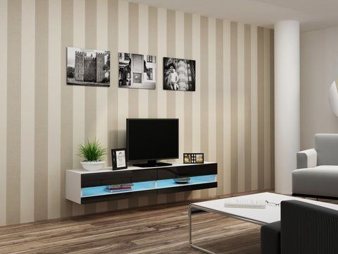 ТВ Тумба VIGO RTV Cama 180 New Белый Мат / Черный Глянец фотография