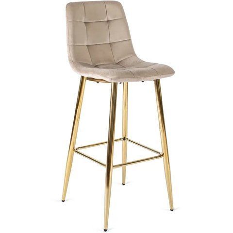 Барный стул бархатный MEBEL ELITE ARIEL Ecru Velvet Бежевый / Золотой фотография