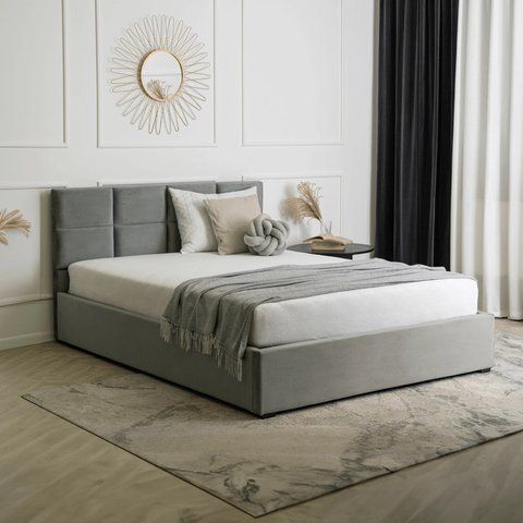 Кровать бархатная MEBEL ELITE MANDA Velvet 140x200 см Серый фотография