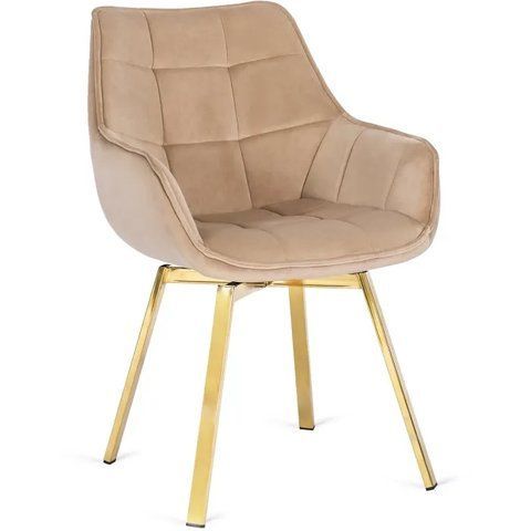 Стул бархатный поворотный MEBEL ELITE MIA Velvet Бежевый фотография