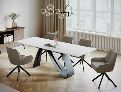 Стіл Обідній DIUNA CERAMIC Signal STATUARIO VENATO 160(240)X90 Білий Мат / Чорний мат фотографія