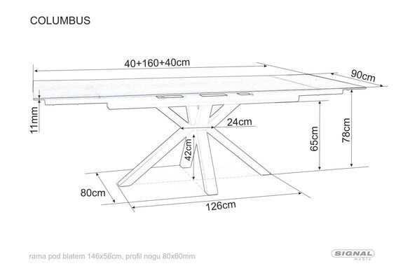 Стіл Обідній COLUMBUS Signal 160(240)X90 Ефект Дерева / Чорний мат фотографія