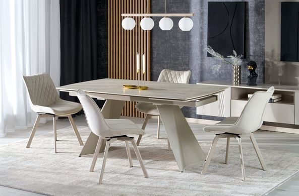 Стол раскладной ARMANI Halmar 165(241)x90 Травертин/кашемир фотография