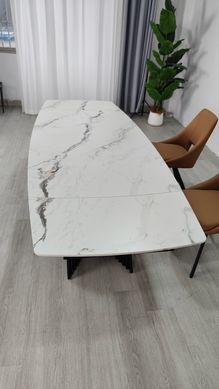 Стіл розкладний EDMUND CERAMIC Intarsio 160(240)*90 білий мат/чорний фотографія