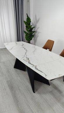 Стіл розкладний EDMUND CERAMIC Intarsio 160(240)*90 білий мат/чорний фотографія