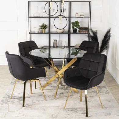 Стул бархатный поворотный MEBEL ELITE MIA Velvet Черный фотография