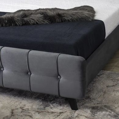 Кровать двуспальная бархатная MEBEL ELITE LINO Velvet 160x200 см Серый фотография