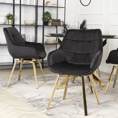 Стул бархатный поворотный MEBEL ELITE MIA Velvet Черный фотография