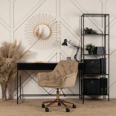 Стул офисный поворотный бархатный MEBEL ELITE MILAN Velvet Бежевый / Золотой фотография