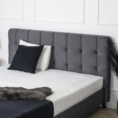 Кровать двуспальная бархатная MEBEL ELITE LINO Velvet 160x200 см Серый фотография