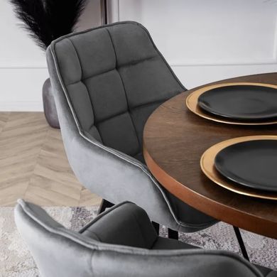Стул поворотный бархатный MEBEL ELITE LUNA Velvet Серый фотография