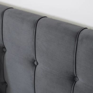Кровать двуспальная бархатная MEBEL ELITE LINO Velvet 160x200 см Серый фотография