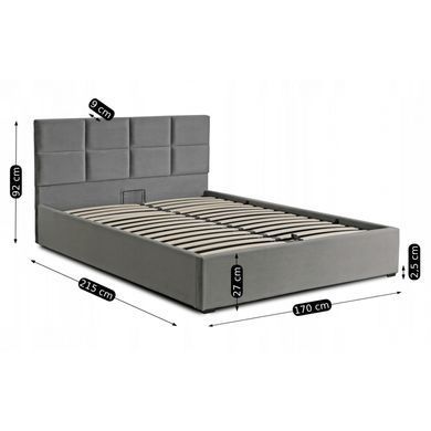 Ліжко оксамитове MEBEL ELITE MANDA Velvet 160x200 см Сірий фотографія
