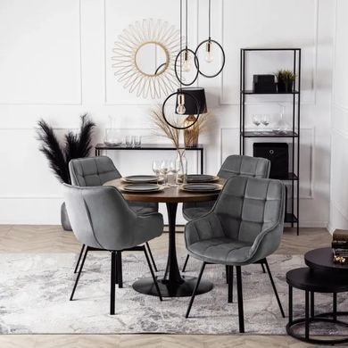 Стул поворотный бархатный MEBEL ELITE LUNA Velvet Серый фотография