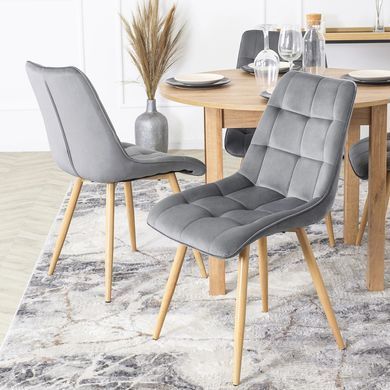 Стілець оксамитовий MEBEL ELITE RODRI Velvet Сірий/ Натуральний фотографія