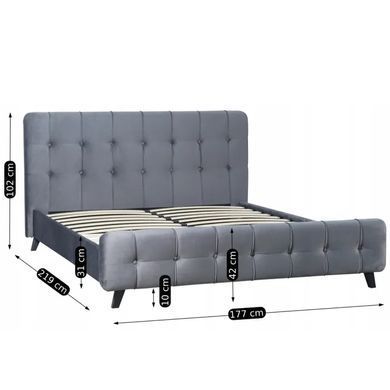 Кровать двуспальная бархатная MEBEL ELITE LINO Velvet 160x200 см Серый фотография