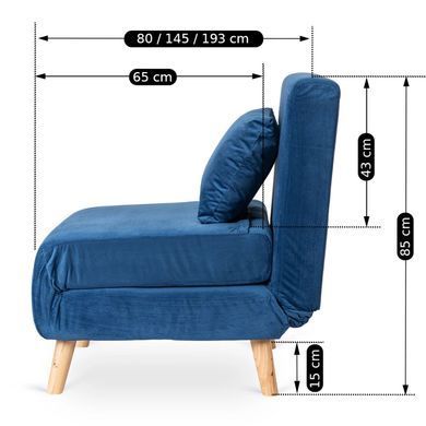 Крісло розкладне MEBEL ELITE MARRY Velvet Синій фотографія