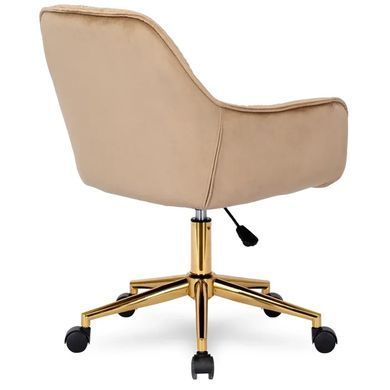 Стул офисный поворотный бархатный MEBEL ELITE MILAN Velvet Бежевый / Золотой фотография
