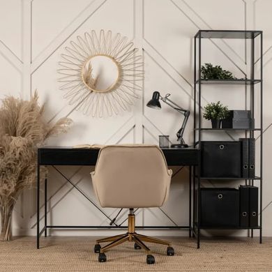 Стул офисный поворотный бархатный MEBEL ELITE MILAN Velvet Бежевый / Золотой фотография