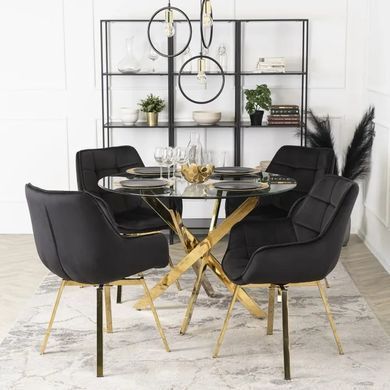 Стул бархатный поворотный MEBEL ELITE MIA Velvet Черный фотография