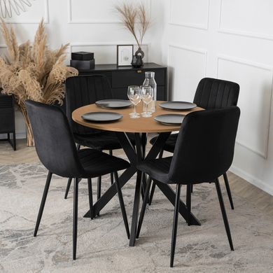 Стіл MEBEL ELITE LAUREN 80X80 Дуб золотий/ чорний фотографія