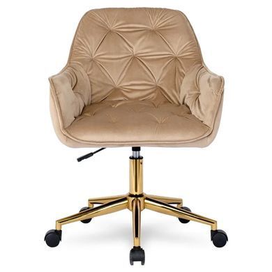 Стул офисный поворотный бархатный MEBEL ELITE MILAN Velvet Бежевый / Золотой фотография