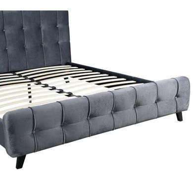 Кровать двуспальная бархатная MEBEL ELITE LINO Velvet 160x200 см Серый фотография