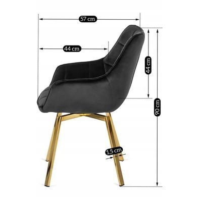 Стул бархатный поворотный MEBEL ELITE MIA Velvet Черный фотография