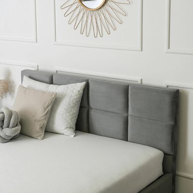 Ліжко оксамитове MEBEL ELITE MANDA Velvet 160x200 см Сірий фотографія