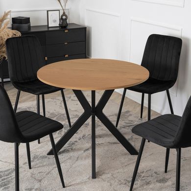 Стіл MEBEL ELITE LAUREN 80X80 Дуб золотий/ чорний фотографія